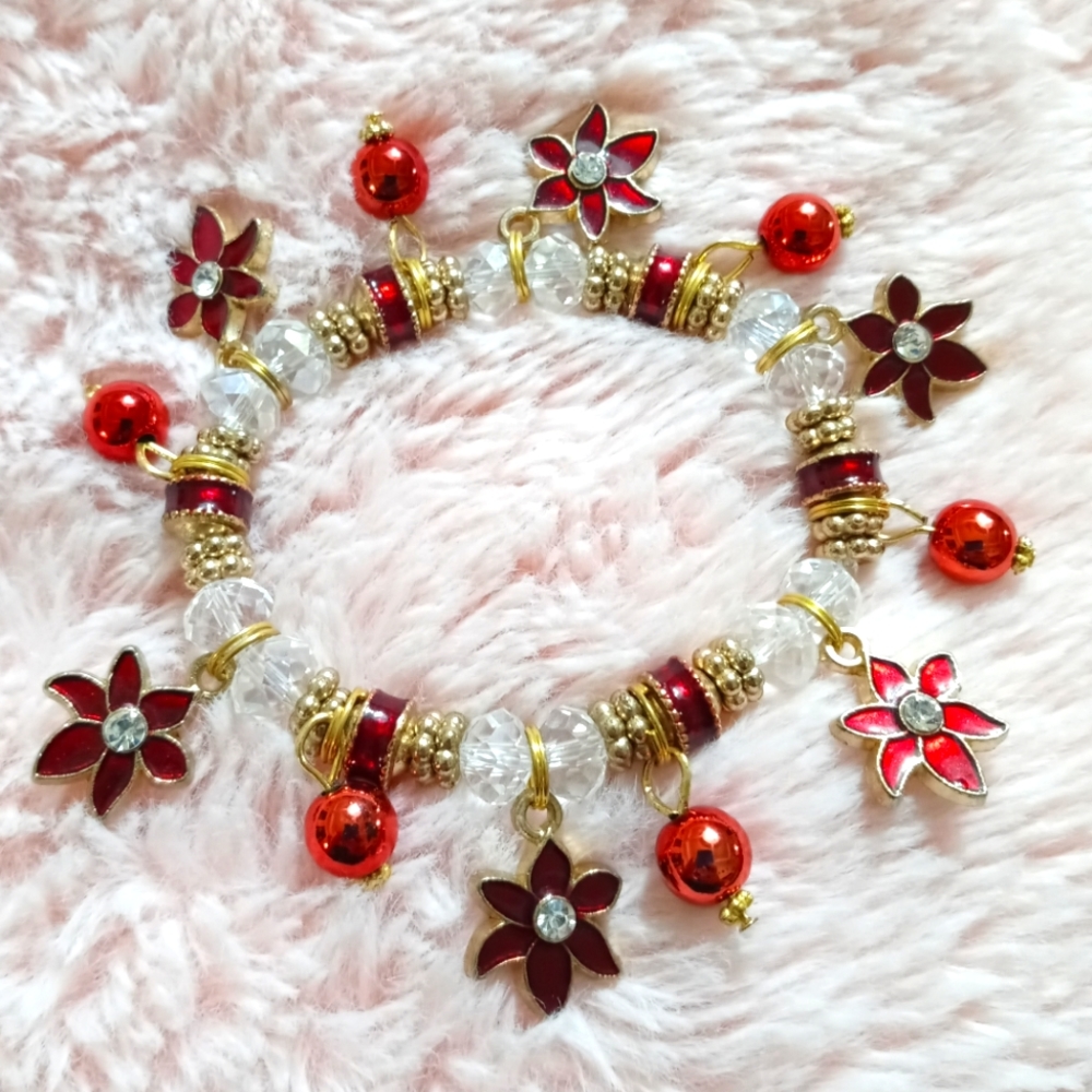 Red Flower Bracelet
